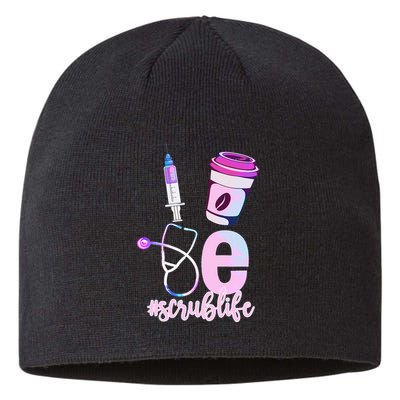 Love Scrub Life Stethoscope Nursing Nurses Day Sustainable Beanie
