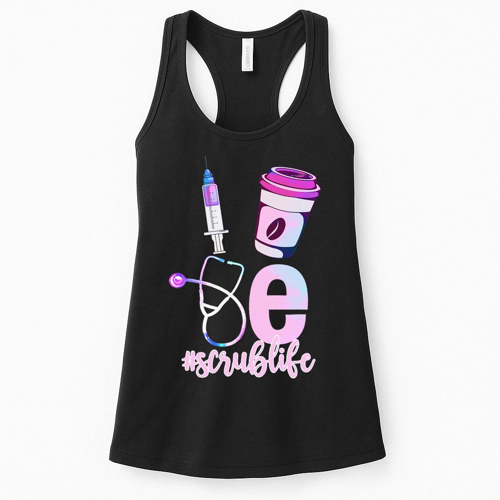 Love Scrub Life Stethoscope Nursing Nurses Day Womens Tank Top