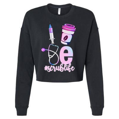 Love Scrub Life Stethoscope Nursing Nurses Day Cropped Pullover Crew