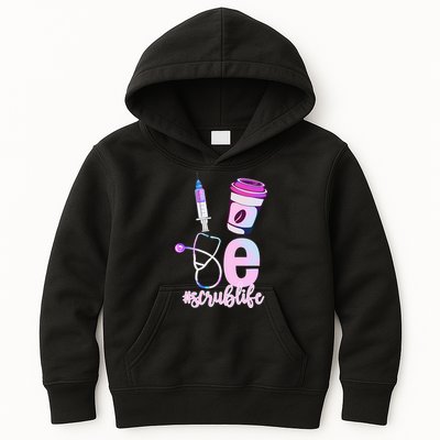 Love Scrub Life Stethoscope Nursing Nurses Day Kids Hoodie