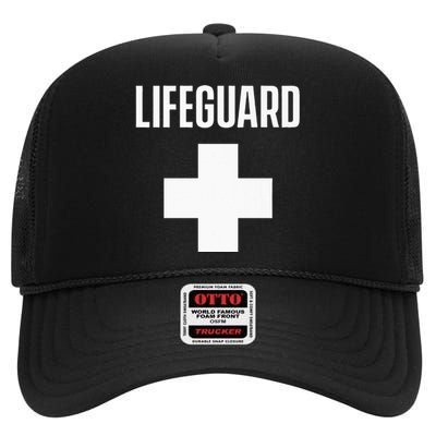 Lifeguard Sayings Life Guard Job High Crown Mesh Back Trucker Hat