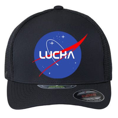 Lucha Space Luchador Wrestler Trending Gift Idea Flexfit Unipanel Trucker Cap