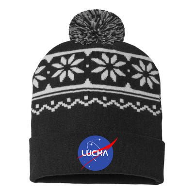 Lucha Space Luchador Wrestler Trending Gift Idea USA-Made Snowflake Beanie