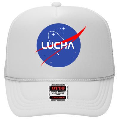 Lucha Space Luchador Wrestler Trending Gift Idea High Crown Mesh Back Trucker Hat