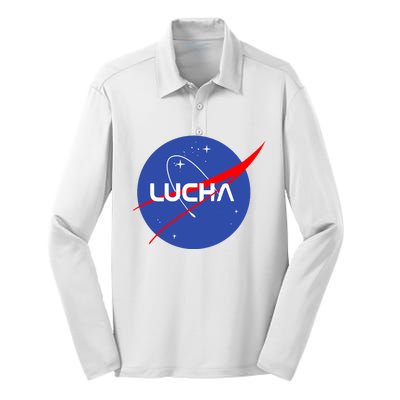 Lucha Space Luchador Wrestler Trending Gift Idea Silk Touch Performance Long Sleeve Polo