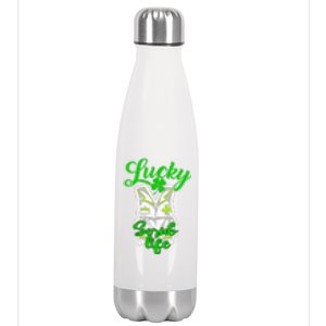 Lucky Scrub Life Shamrocks St Patricks Day Nursing Lover Stainless Steel Insulated Water Bottle