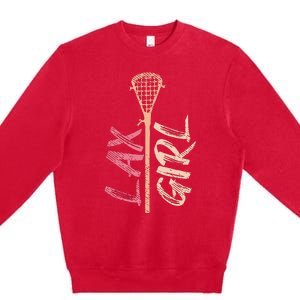 Lacrosse Stick Lax Player Mom Goalie Wife Women Gift Premium Crewneck Sweatshirt