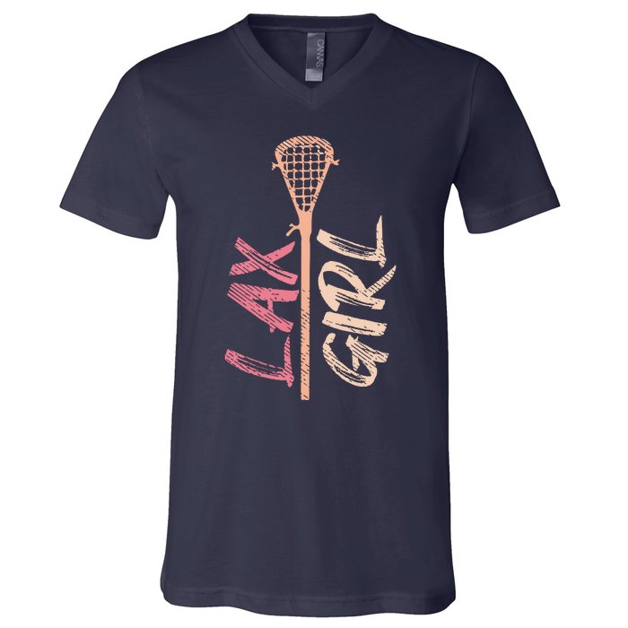 Lacrosse Stick Lax Player Mom Goalie Wife Women Gift V-Neck T-Shirt