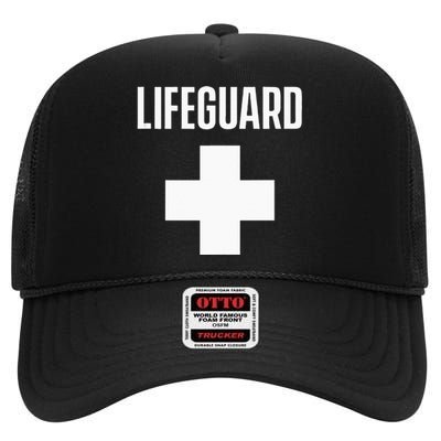 Lifeguard Sayings Life Guard Job High Crown Mesh Back Trucker Hat