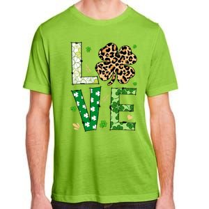 Love Shamrock Leopard Happy St Patrick's Day Funny Gift Adult ChromaSoft Performance T-Shirt