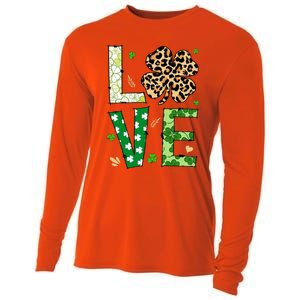 Love Shamrock Leopard Happy St Patrick's Day Funny Gift Cooling Performance Long Sleeve Crew