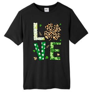 Love Shamrock Leopard Happy St Patrick's Day Funny Gift Tall Fusion ChromaSoft Performance T-Shirt