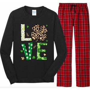 Love Shamrock Leopard Happy St Patrick's Day Funny Gift Long Sleeve Pajama Set