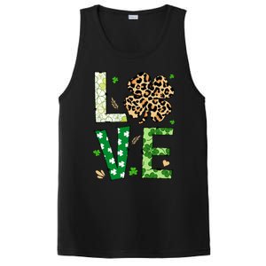 Love Shamrock Leopard Happy St Patrick's Day Funny Gift PosiCharge Competitor Tank