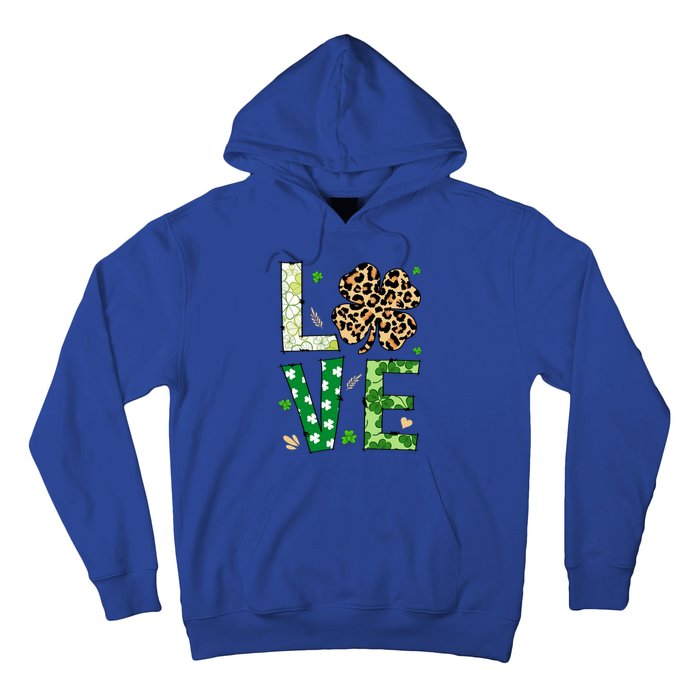 Love Shamrock Leopard Happy St Patrick's Day Funny Gift Hoodie