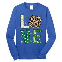 Love Shamrock Leopard Happy St Patrick's Day Funny Gift Long Sleeve Shirt