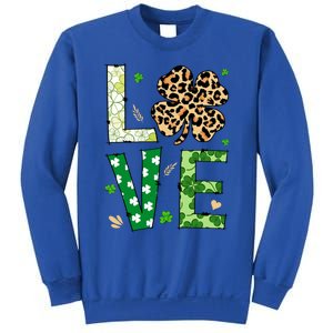 Love Shamrock Leopard Happy St Patrick's Day Funny Gift Sweatshirt