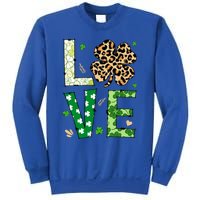 Love Shamrock Leopard Happy St Patrick's Day Funny Gift Sweatshirt