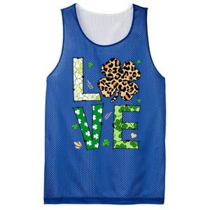 Love Shamrock Leopard Happy St Patrick's Day Funny Gift Mesh Reversible Basketball Jersey Tank