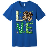 Love Shamrock Leopard Happy St Patrick's Day Funny Gift Premium T-Shirt