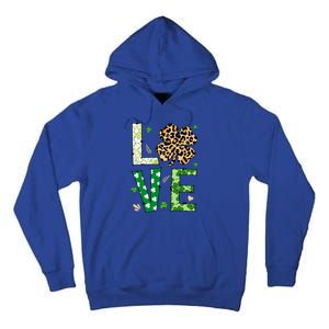 Love Shamrock Leopard Happy St Patrick's Day Funny Gift Tall Hoodie