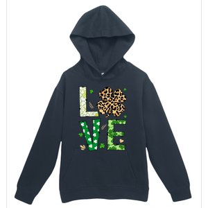 Love Shamrock Leopard Happy St Patrick's Day Funny Gift Urban Pullover Hoodie