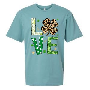 Love Shamrock Leopard Happy St Patrick's Day Funny Gift Sueded Cloud Jersey T-Shirt