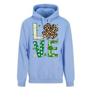 Love Shamrock Leopard Happy St Patrick's Day Funny Gift Unisex Surf Hoodie