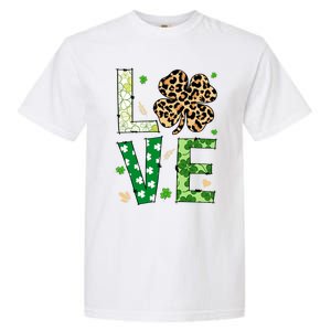 Love Shamrock Leopard Happy St Patrick's Day Funny Gift Garment-Dyed Heavyweight T-Shirt