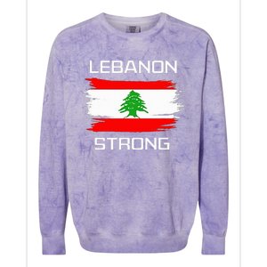 Lebanon Strong Lebanese Flag Souvenir Beirut Cedar Tree Colorblast Crewneck Sweatshirt