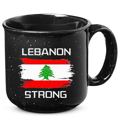 Lebanon Strong Lebanese Flag Souvenir Beirut Cedar Tree 15oz Campfire Ceramic Mug