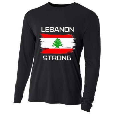Lebanon Strong Lebanese Flag Souvenir Beirut Cedar Tree Cooling Performance Long Sleeve Crew