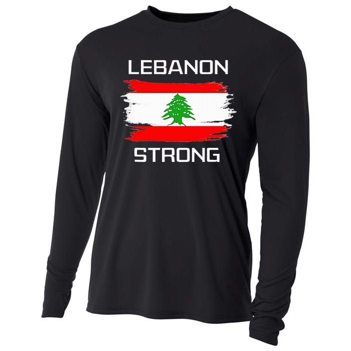 Lebanon Strong Lebanese Flag Souvenir Beirut Cedar Tree Cooling Performance Long Sleeve Crew