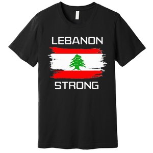 Lebanon Strong Lebanese Flag Souvenir Beirut Cedar Tree Premium T-Shirt