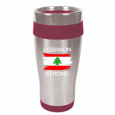 Lebanon Strong Lebanese Flag Souvenir Beirut Cedar Tree 16oz Travel Tumbler