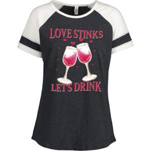 Love Stinks Lets Drink Anti Valentine Enza Ladies Jersey Colorblock Tee