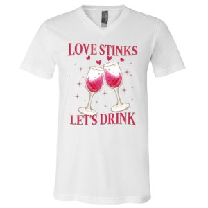 Love Stinks Lets Drink Anti Valentine V-Neck T-Shirt