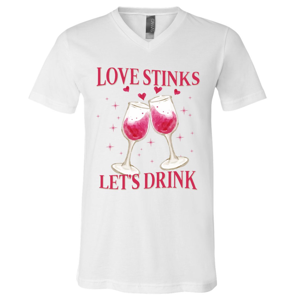 Love Stinks Lets Drink Anti Valentine V-Neck T-Shirt
