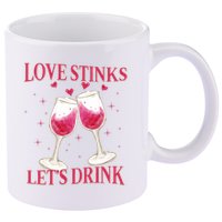 Love Stinks Lets Drink Anti Valentine 11oz C Handle Ceramic Mug