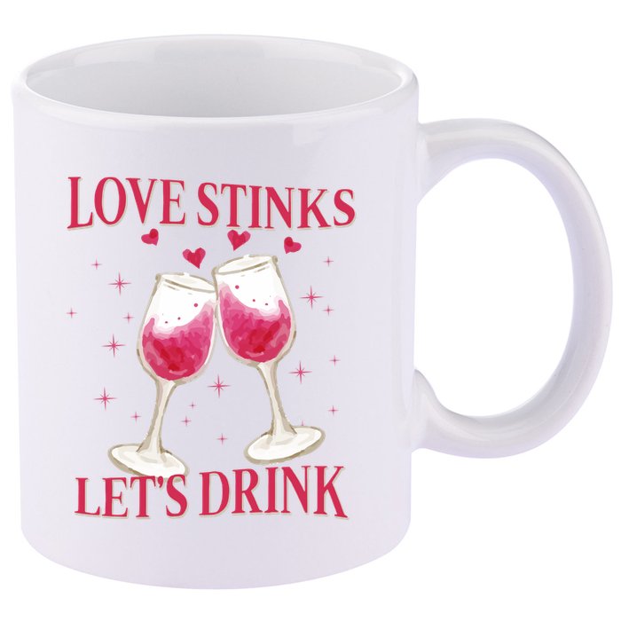 Love Stinks Lets Drink Anti Valentine 11oz C Handle Ceramic Mug
