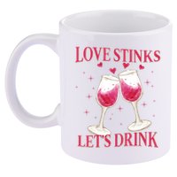 Love Stinks Lets Drink Anti Valentine 11oz C Handle Ceramic Mug