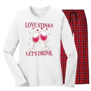 Love Stinks Lets Drink Anti Valentine Women's Long Sleeve Flannel Pajama Set 