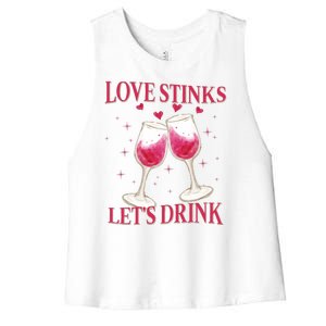 Love Stinks Lets Drink Anti Valentine Women's Racerback Cropped Tank