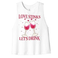 Love Stinks Lets Drink Anti Valentine Women's Racerback Cropped Tank