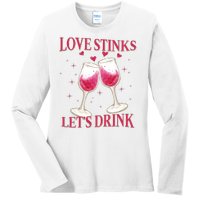 Love Stinks Lets Drink Anti Valentine Ladies Long Sleeve Shirt