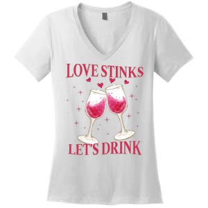 Love Stinks Lets Drink Anti Valentine Women's V-Neck T-Shirt