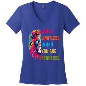 Leo Season Lion Motivational Inspirational Women's V-Neck T-Shirt