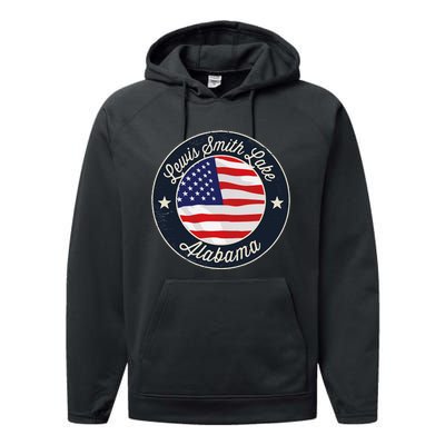 Lewis Smith Lake Patriotic Alabama Souvenir Performance Fleece Hoodie