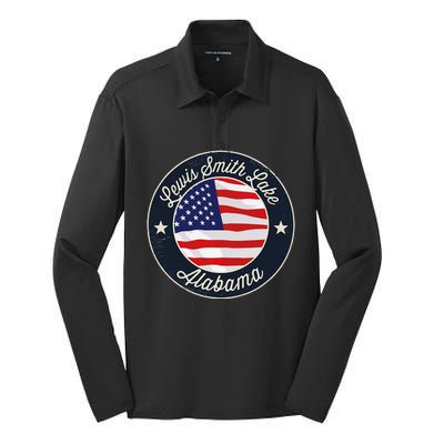 Lewis Smith Lake Patriotic Alabama Souvenir Silk Touch Performance Long Sleeve Polo