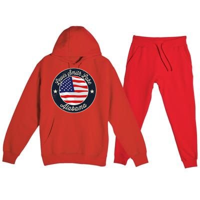 Lewis Smith Lake Patriotic Alabama Souvenir Premium Hooded Sweatsuit Set